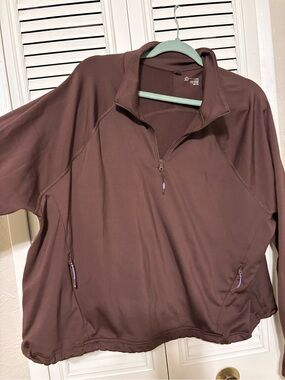 aerie Chocolate Brown Half-Zip Pullover Hoodie